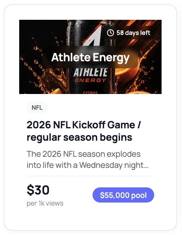 Athlete Energy sponsored moment for the 2026 NFL kickoff game